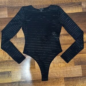Black long sleeve sheer bodysuit